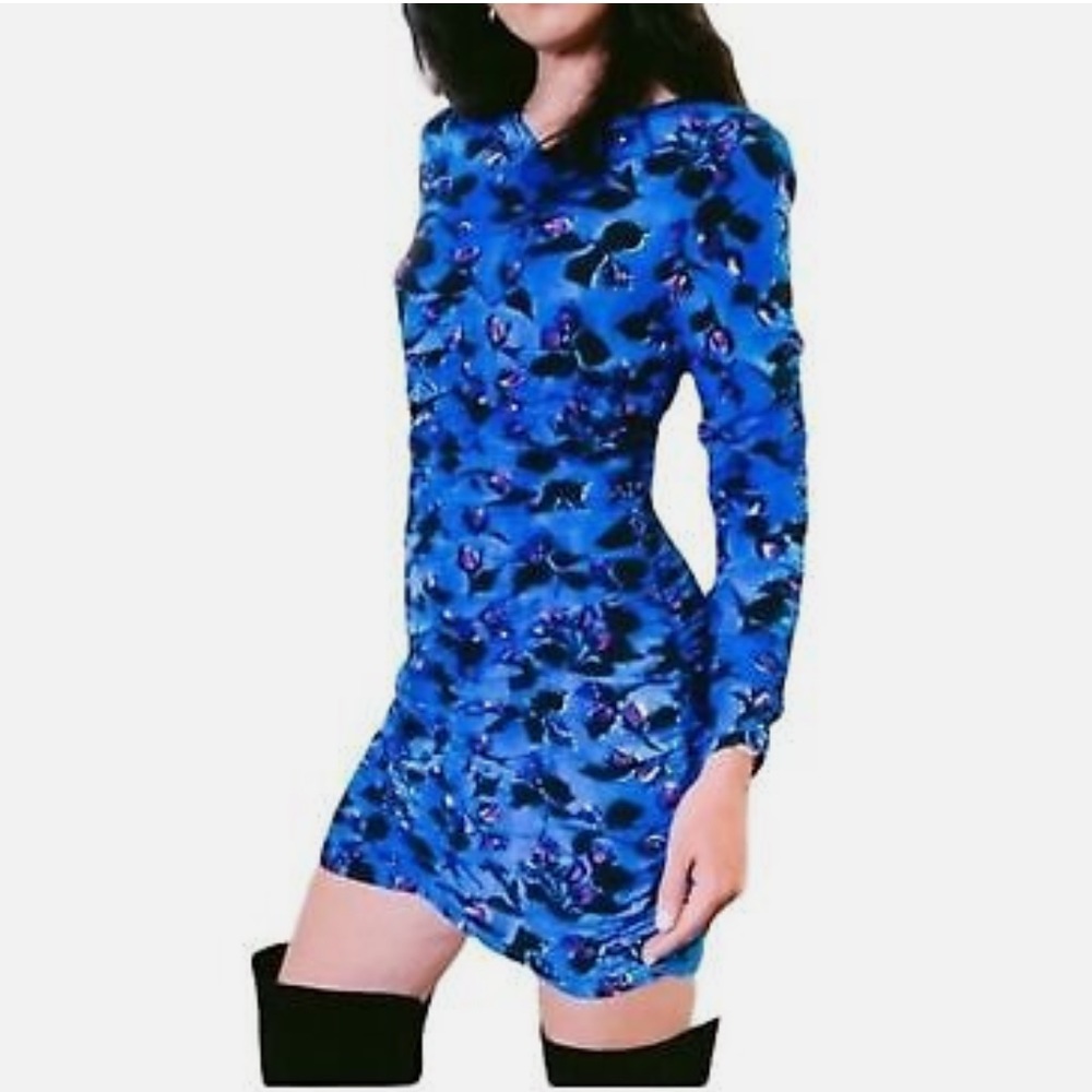 Zara Floral Ruched Mini Dress NWT